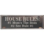 Nástěnná plechová cedule House rules – 39x1x13 cm