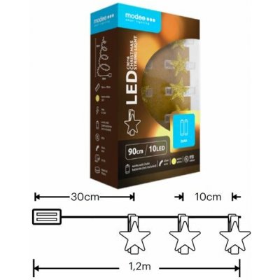 Modee ML-C3016 10LED 90cm hvězda skřipec vánoční řetěz nano, 2xAA teplá IP20 352745,00 – Hledejceny.cz