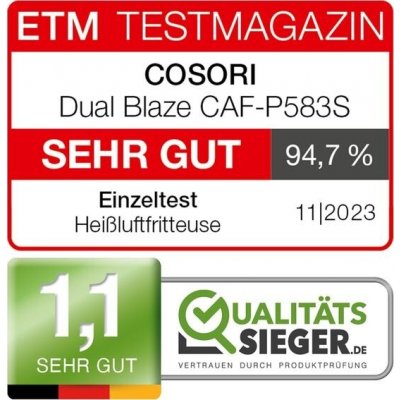 Horkovzdušná fritéza COSORI XXL, Dual Blaze, 6,4 l (1,8 kg) WiFi připojení, fritéza s 12 – Sleviste.cz