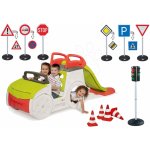 SMOBY 840200-14 preliezačka Adventure Car s pieskoviskom a šmykľavkou + automatický semafor+dopravné značky+cestné kužele – Zboží Dáma