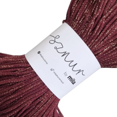 MILA Bavlněná šňůra Glitter 3mm - BURGUND zlatá/PG133 – Zboží Dáma