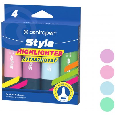 Centropen Highlighter 6252/4+1 pastelový – Zboží Živě