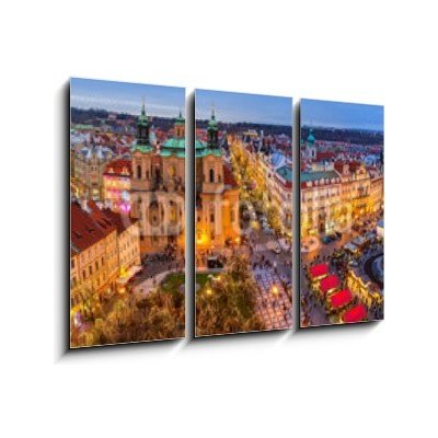 Obraz 3D třídílný - 105 x 70 cm - Panorama of Old Town of Prague at Christmas time. Panorama Starého Města Prahy v době Vánoc. – Zbozi.Blesk.cz