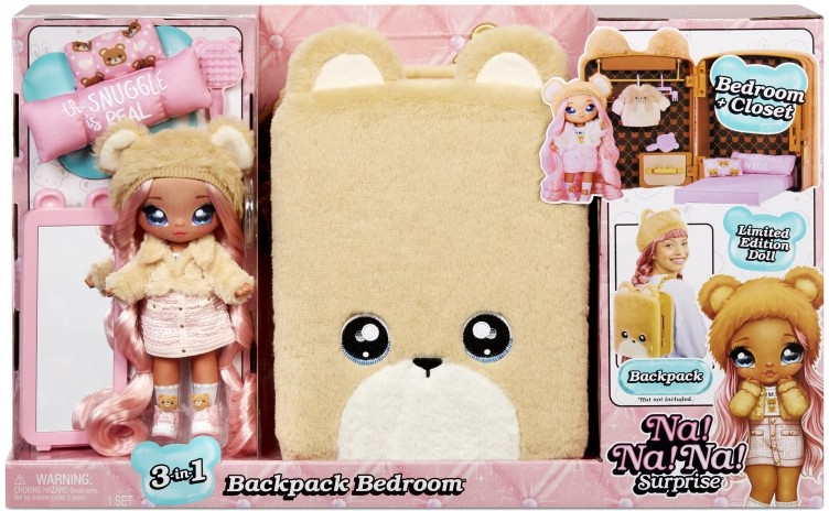 Na! Na! Na! Surprise 3-in-1 Backpack Bedroom Series 2 Playset Sarah Snuggles Teddy Bear