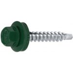 DIN 7504KP 4.8x35 ZN Zelený (RAL6005) Šroub farmářský samovrtný TEX s EPDM podložkou, pro spojení plech-dřevo, zinek – Zboží Mobilmania