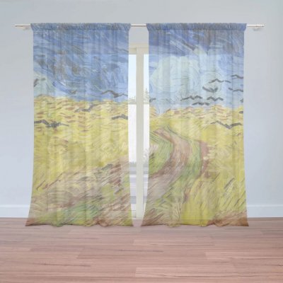 Sablio Záclony Pšeničné pole s vránami - Vincent van Gogh: 2ks 150x250cm – Hledejceny.cz