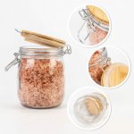 Skleněná nádoba dóza 700ml 14cm s dřevěným těsnícím víčkem – Hledejceny.cz