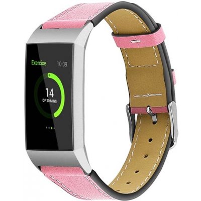 BStrap Leather Italy pro Fitbit Charge 3 / 4 pink, velikost L STR00039