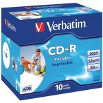 Verbatim CD-R 700MB 52x, printable, jewel, 10ks (43325) – Zboží Živě