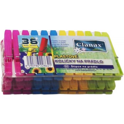 Clanax Kolíčky na prádlo plastové barevné 36 kusů