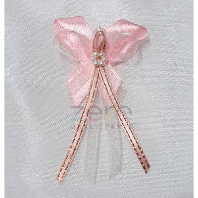 Vonička (vývazek) svatební - sv. růžová-zlatá s perlovým květem I – Zboží Mobilmania