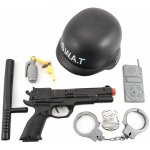 Teddies Sada SWAT helma+pistole na setrvačník s doplňky plast v síťce – Hledejceny.cz