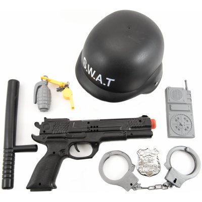 Teddies Sada SWAT helma+pistole na setrvačník s doplňky plast v síťce – Zboží Mobilmania