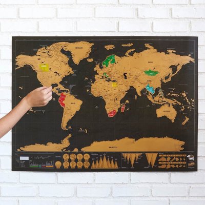 Stírací mapa světa Deluxe 88 x 52 cm černá – Hledejceny.cz