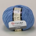YarnArt pletací / háčkovací příze GINA / JEANS 15 světle modrá, jednobarevná, 50g/160m