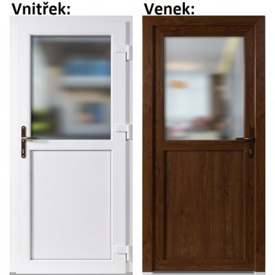 Soft Vchodové dveře 1/2 sklo zlatý dub/bílá pravé 98 x 198 cm – Zbozi.Blesk.cz