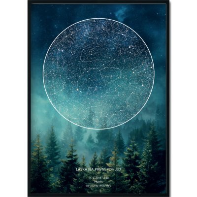 Jen tak z lásky Hvězdná mapa životního okamžiku - Váš originální dárek s hloubkou Rozměr plakátu: 30 × 40 cm (tištěný plakát), Barva pozadí: Les, Volba rámu: Černý dřevěný rám – Hledejceny.cz