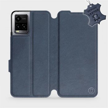 Pouzdro Mobiwear Luxusní kožené Flip Vivo Y33s - Modré - L_NBS Blue Leather