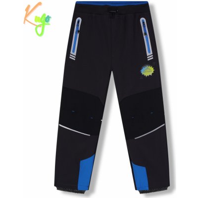 Kugo HK5622 Chlapecké softshellové kalhoty zateplené tmavě šedá / modré zipy – Zboží Mobilmania