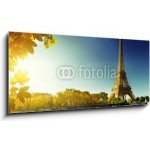 Obraz 1D - 120 x 50 cm - Seine in Paris with Eiffel tower in autumn season Seine v Paříži s Eiffelovou věží v podzimní sezóně – Sleviste.cz