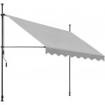 Tectake Upínací markýza s ruční klikou, výškově nastavitelná 300 x 180 cm, světle šedá – Zboží Mobilmania