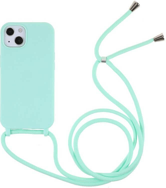 Pouzdro SES Gumové ochranné se šňůrkou na krk Apple iPhone 13 - světle zelené
