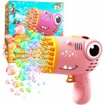 1Mcz MY636 Bublifuk Dinosaurus pistole na baterie s náplní světle růžová light pink – Zboží Dáma