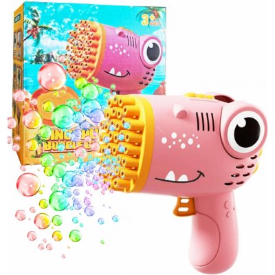 1Mcz MY636 Bublifuk Dinosaurus pistole na baterie s náplní světle růžová light pink – Zboží Dáma