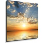 Skleněný obraz 1D - 50 x 50 cm - sunset at coast of the sea západ slunce na pobřeží moře – Hledejceny.cz