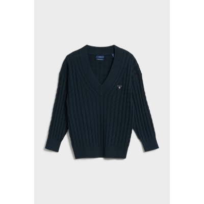 Gant svetr D1. TWISTED CABLE V NECK modrá – Zboží Mobilmania