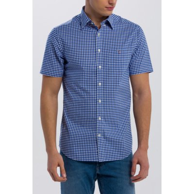 Gant košile reg broadcloth gingham SS BD modrá – Zboží Mobilmania