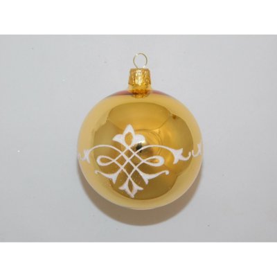 ONREX Vánoční ozdoba skleněná koule zlatá bílá ornament pr. 8 cm – Hledejceny.cz