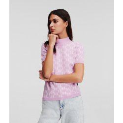 Karl lagerfeld KL MONOGRAM SSLV MOCK NECK fialová