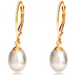 Šperky Eshop náušnice ze žlutého zlata s visící oválnou perlou bílé barvy S1GG208.34 – Sleviste.cz