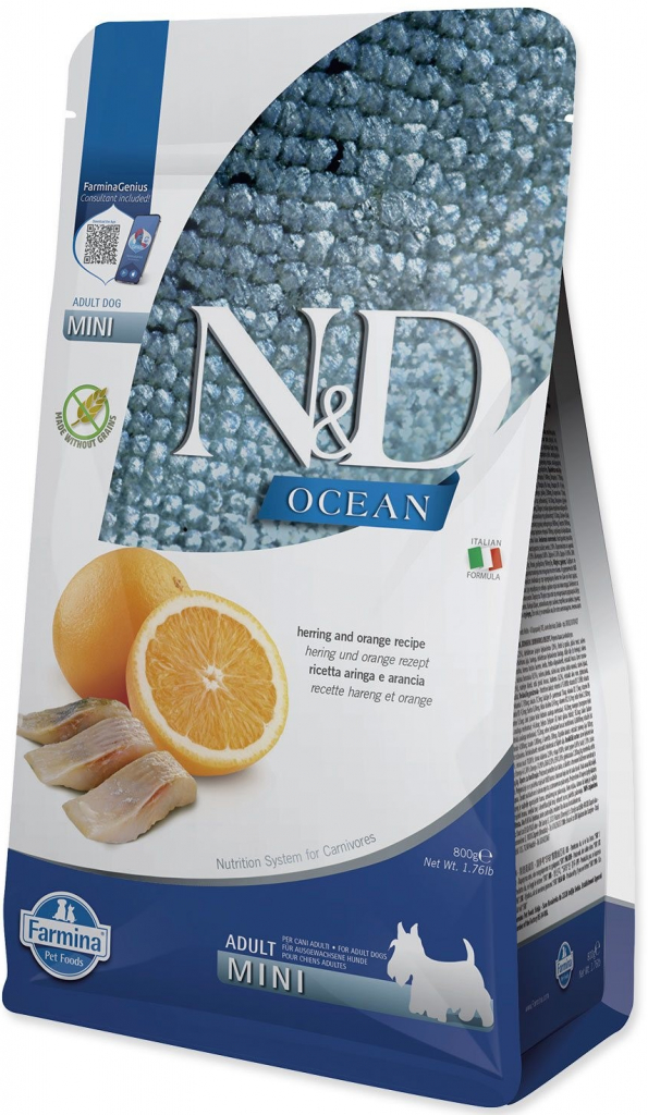 N&D Ocean Dog Adult Mini Grain Free Herring & Orange 0,8 kg