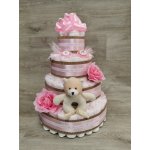 Pastell decor Plenkový dort pro holčičku čtyřpatrový originální dárek Velikost plenek: Vel. 2 Miminko váží 3 až 6 kg – Hledejceny.cz