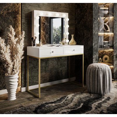 Lukmebel Toaletní stolek Blanco zlatý – Zboží Mobilmania