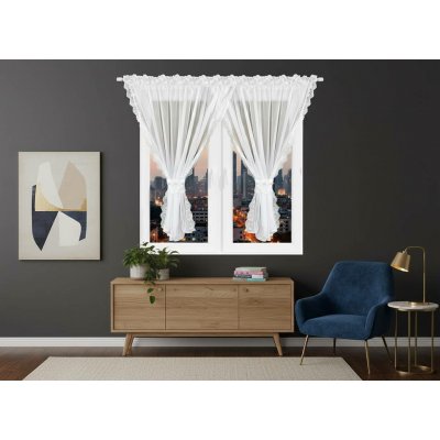 Dekorační krátká záclona s volánky a řasící páskou HONEY MOON bílá 400x155 cm MyBestHome – Hledejceny.cz