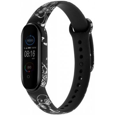Xiaomi Mi Band 5/6 náhradní náramek Stříbrné květiny MBSCZ-5STKV – Zboží Živě