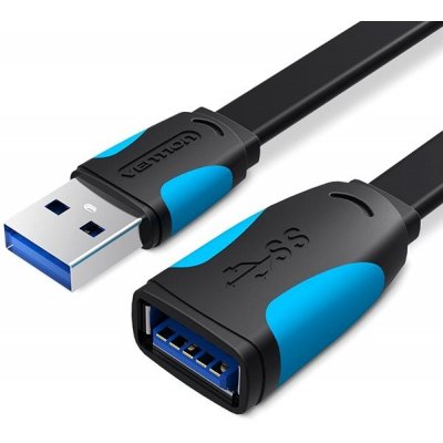 Vention VAS-A13-B300 USB3.0 Male to Female Extension, FLAT, 3m, černý – Sleviste.cz