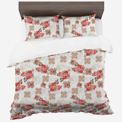 Bílé ložní povlečení z mikrovlákna s květinovým motivem Paplón: 180x200 cm | Vankúš 2x: 70x80 cm biela – Sleviste.cz