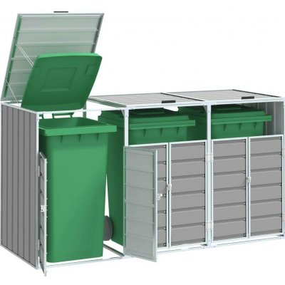 vidaXL Box na 3 popelnice 216 x 81 x 115 cm ocel šedý – Sleviste.cz