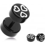 Šperky eshop falešný plug z akrylu bílá srdce na černém válci PC33.14 – Hledejceny.cz