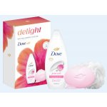 Dove Delight Dove Petal Soft sprchový gel 250 ml + Dove Pink čisticí tuhé mýdlo 90 g + Dove mycí houba kosmetická sada – Hledejceny.cz