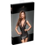 Noir Handmade Powerwetlook Minidress with Lace Cleavage – Zboží Dáma