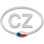 Samolepka CZ 3D chrom plastická velká s vlajkou (125 mm x 90 mm) – Sleviste.cz
