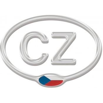 Samolepka CZ 3D chrom plastická velká s vlajkou (125 mm x 90 mm)
