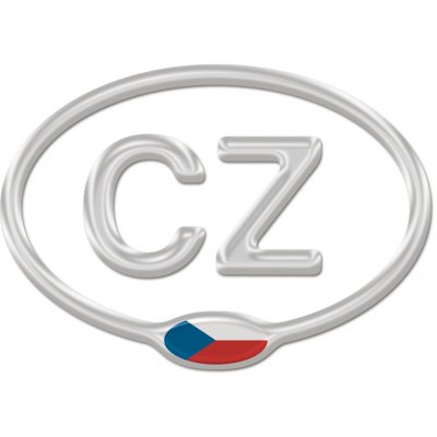 Samolepka CZ 3D chrom plastická velká s vlajkou (125 mm x 90 mm) – Sleviste.cz