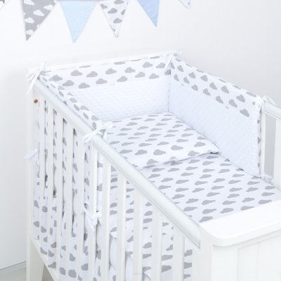 Mamo-Tato Mantinel s povlečením 3D sada Obláčky bílá šedá 135 x 100 cm – Zboží Dáma