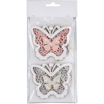 Závěs dřevo 2ks 95x85mm motýli mix, barevná – Hledejceny.cz
